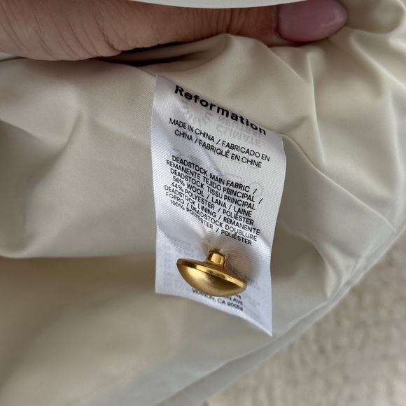 REFORMATION Dale Wool Ivory Jacket XL - Picture 6 of 7